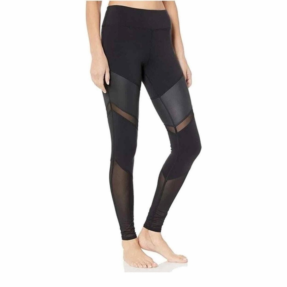 ALO Yoga Sheila Leggings Mesh Panel Women's Small Black Sheer Premium Stretch